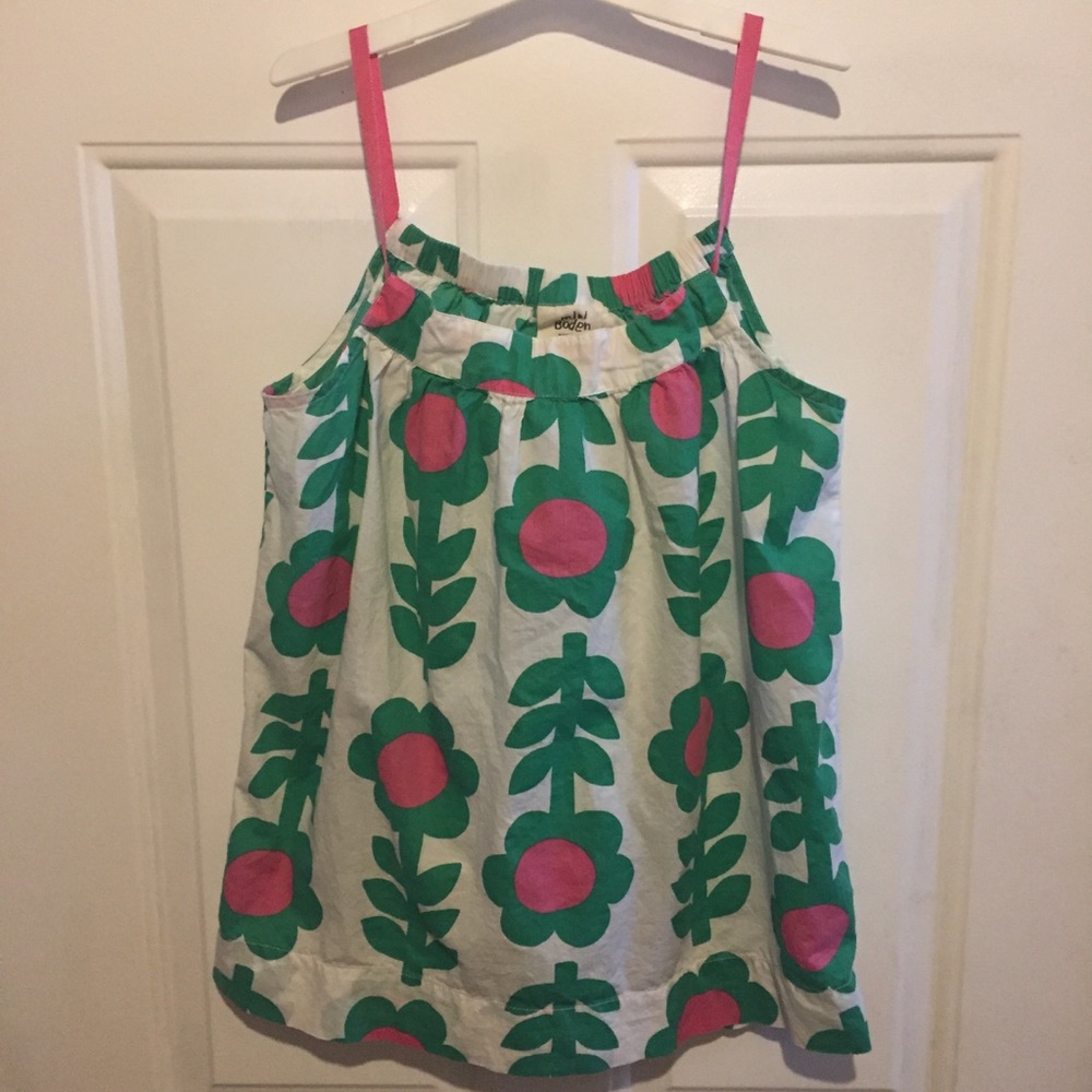 MINI BODEN Ribbon Strap Flower Print Tank Top